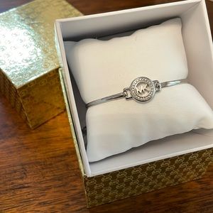NWT Michael Kors silver logo bangle